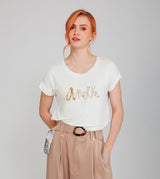 T-shirt blanc à manches courtes avec logo