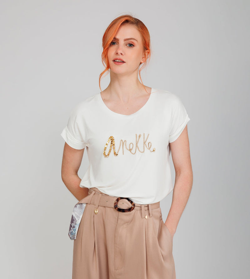 T-shirt blanc à manches courtes avec logo