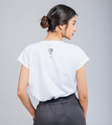 T-shirt blanc et doré à manches courtes Anekke
