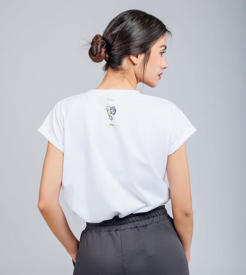 T-shirt blanc et doré à manches courtes Anekke