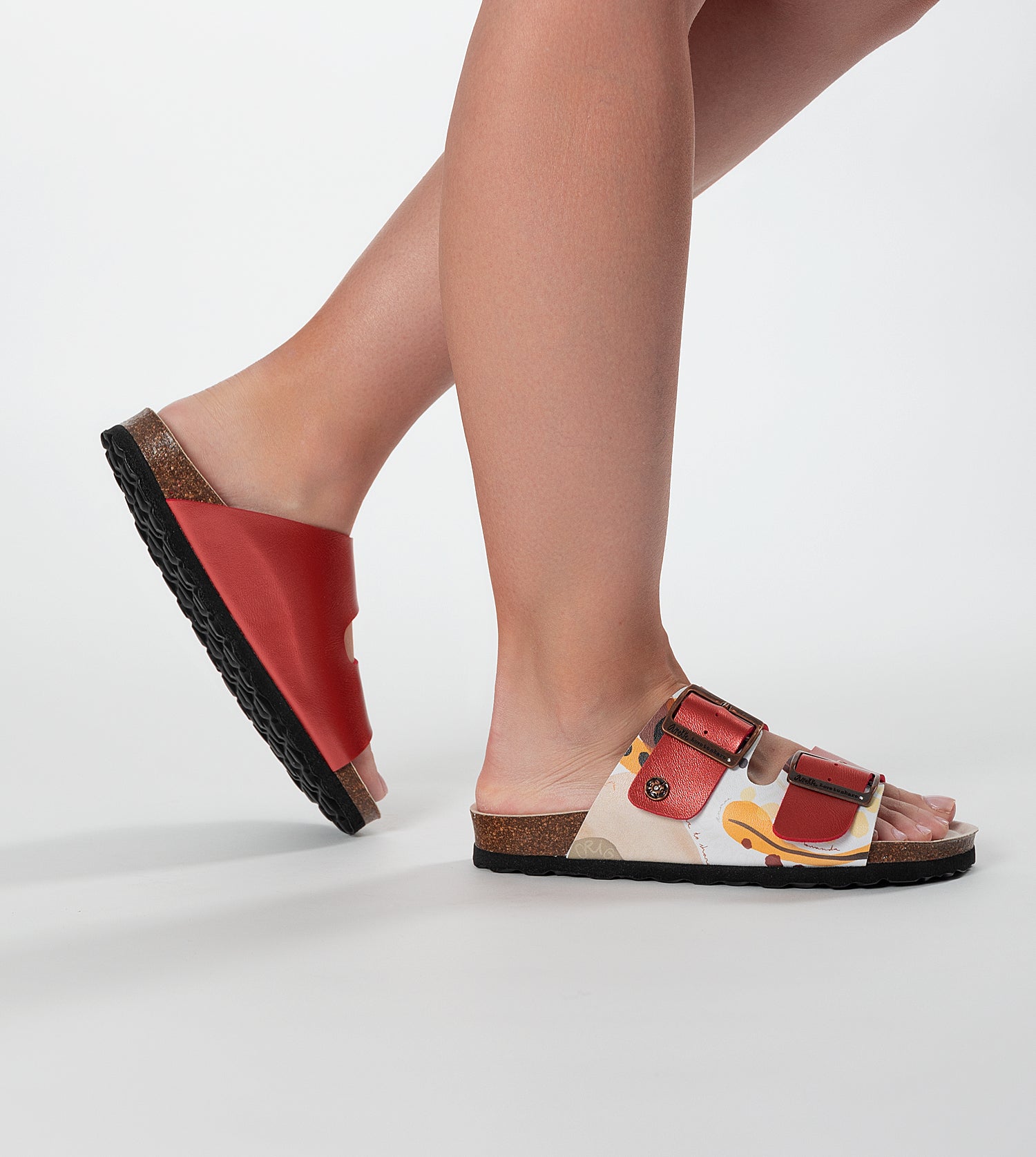 Sandales bio multicolores rouges