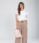 Grand sac de plage rose imprimé