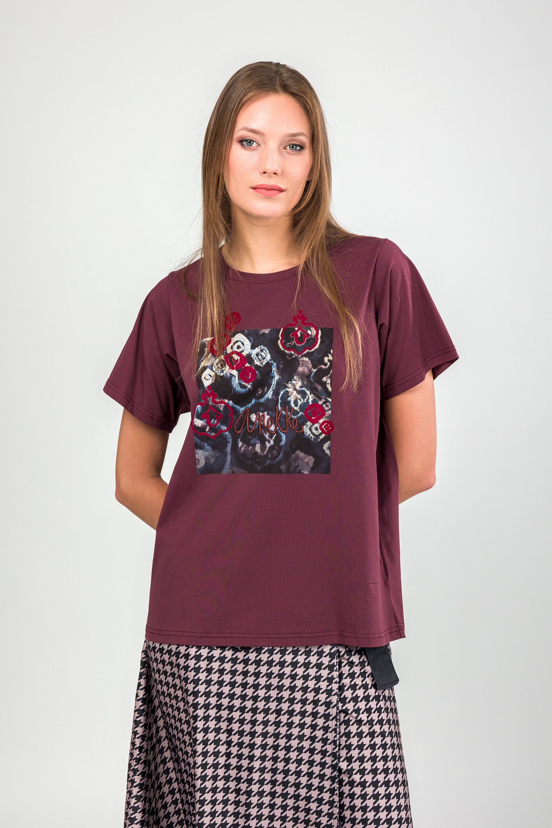T-shirt à manches courtes bordeaux Manifesto