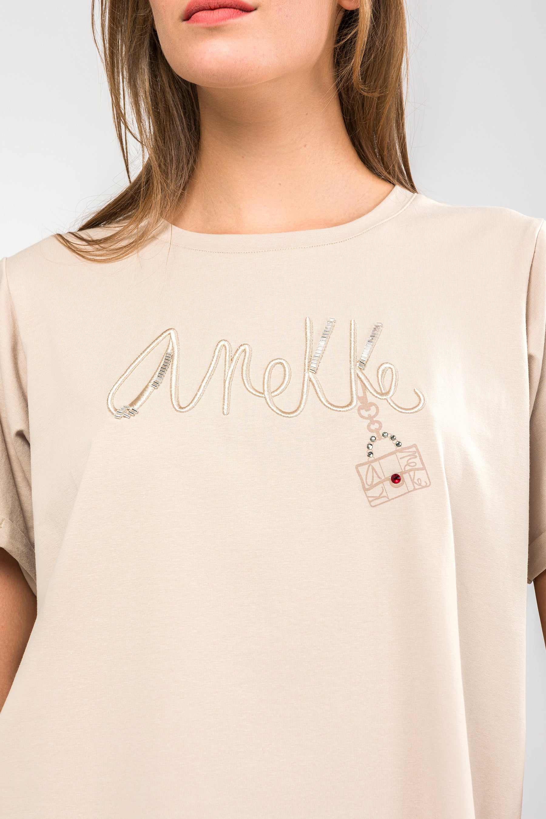 T-shirt à manches courtes beige logo