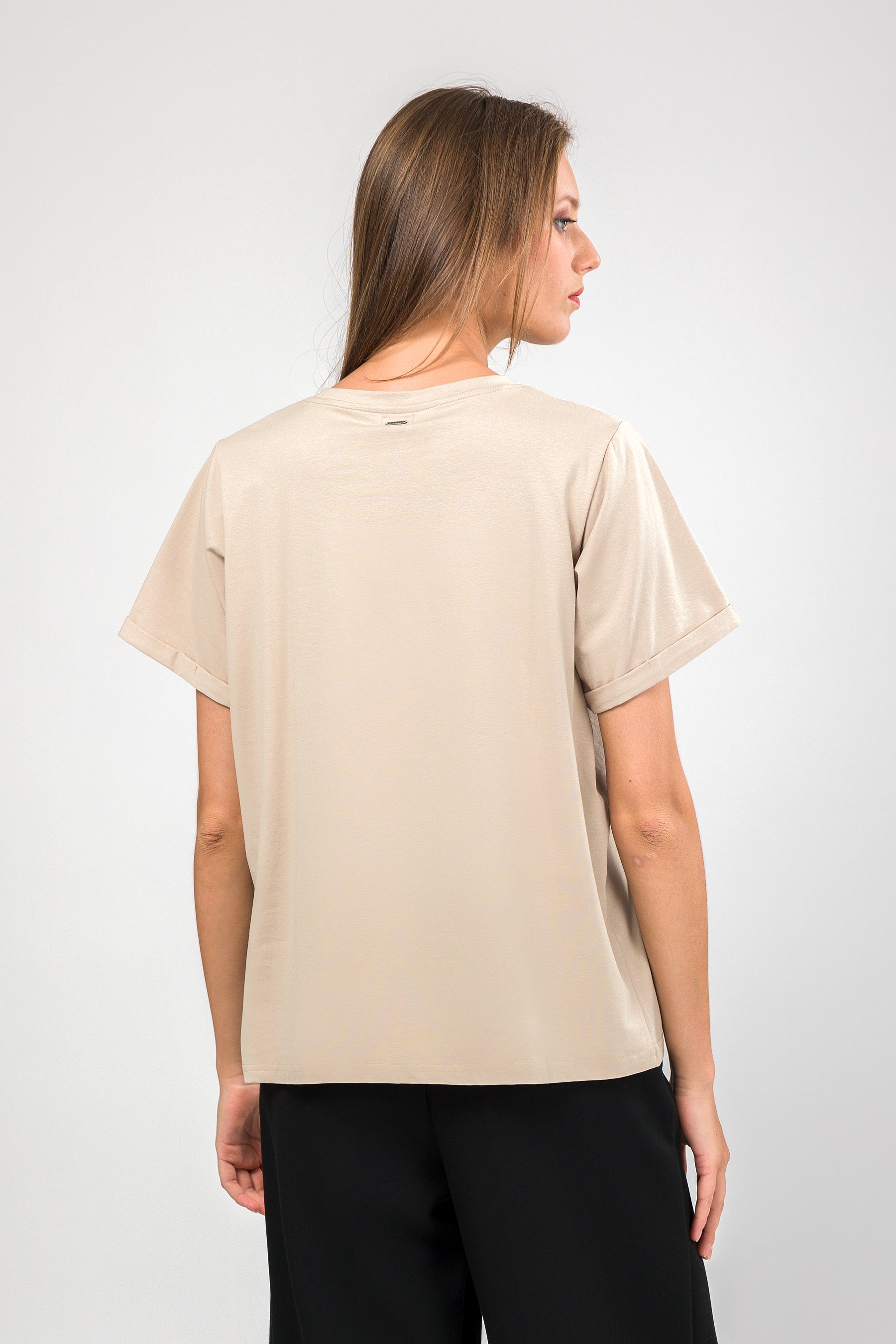 T-shirt à manches courtes beige logo
