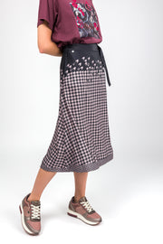 Jupe portefeuille gris et rose