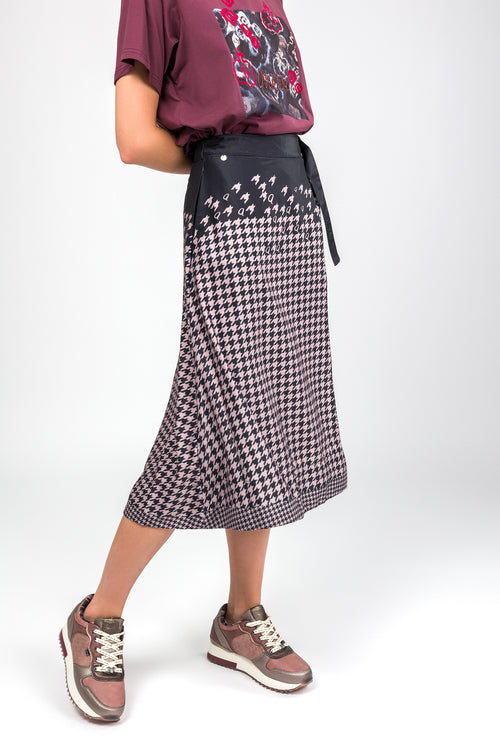 Jupe portefeuille gris et rose