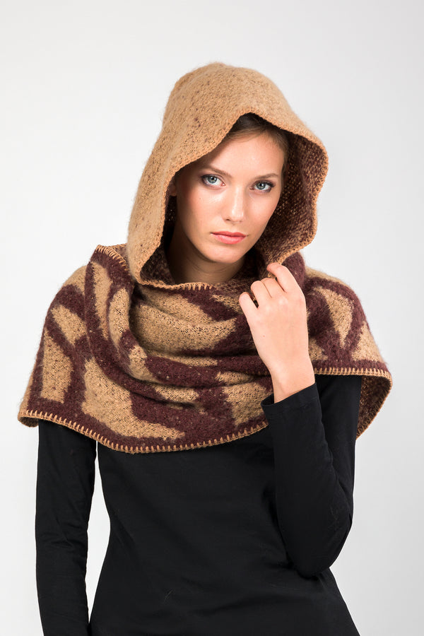 Écharpe à capuche beige
