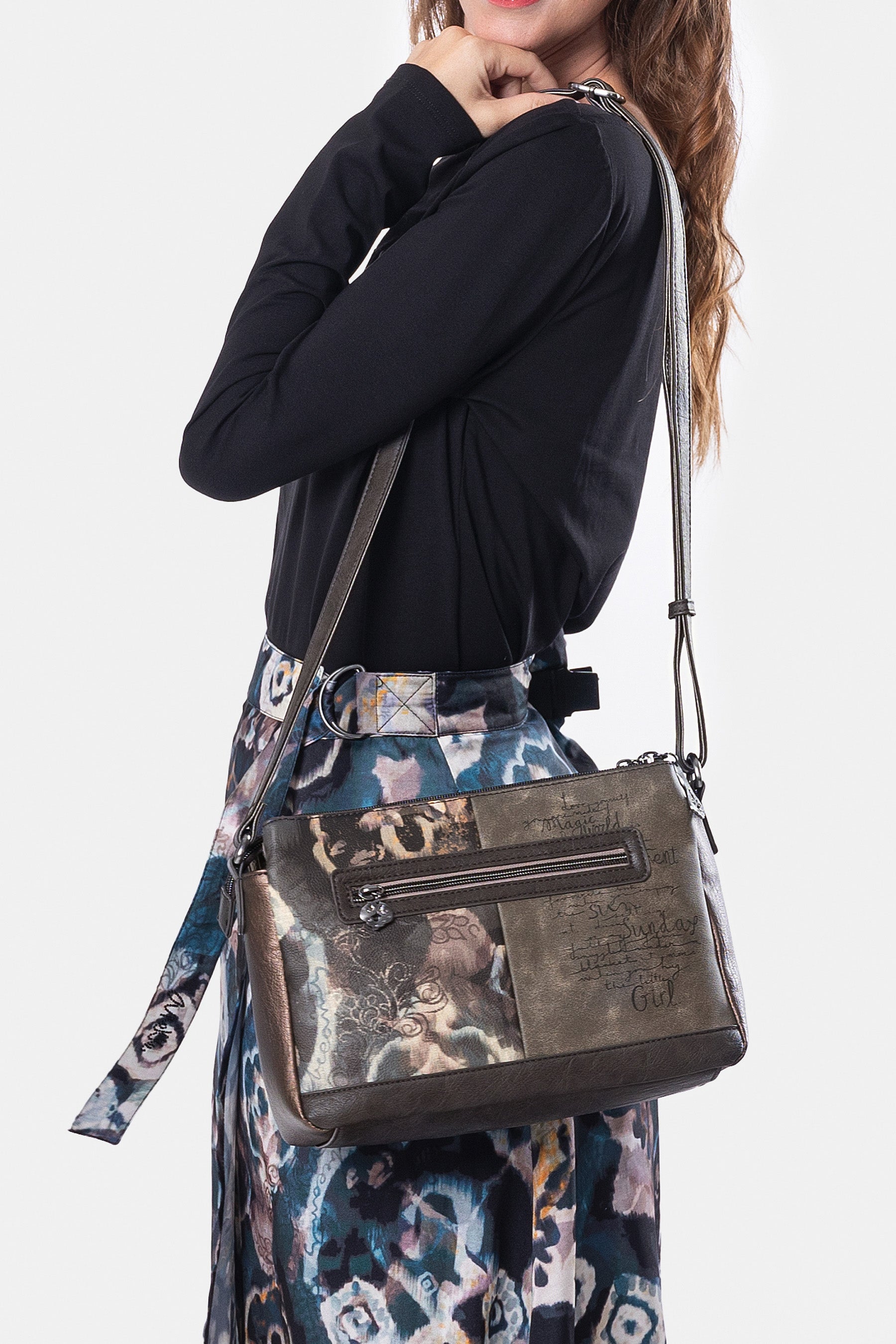 Sac bandoulière à motifs 3 compartiments Real