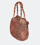 Sac à bandoulière de Raffia imprimé