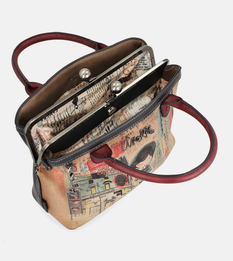 Sac à main de l'art de la ville avec une fermeture de serrure de baiser