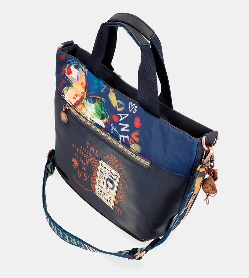 Nature Pachamama Navy Blue Tot Sac avec bandoulière