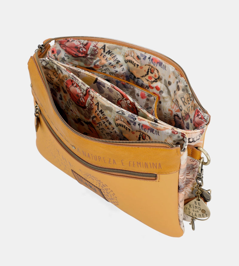 Nature Pachamama Ocher Crossbody Band avec deux compartiments