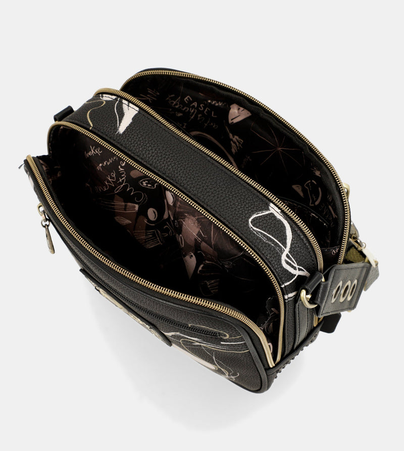 Nature Shodō Black Sac à bandoulière avec 2 compartiments