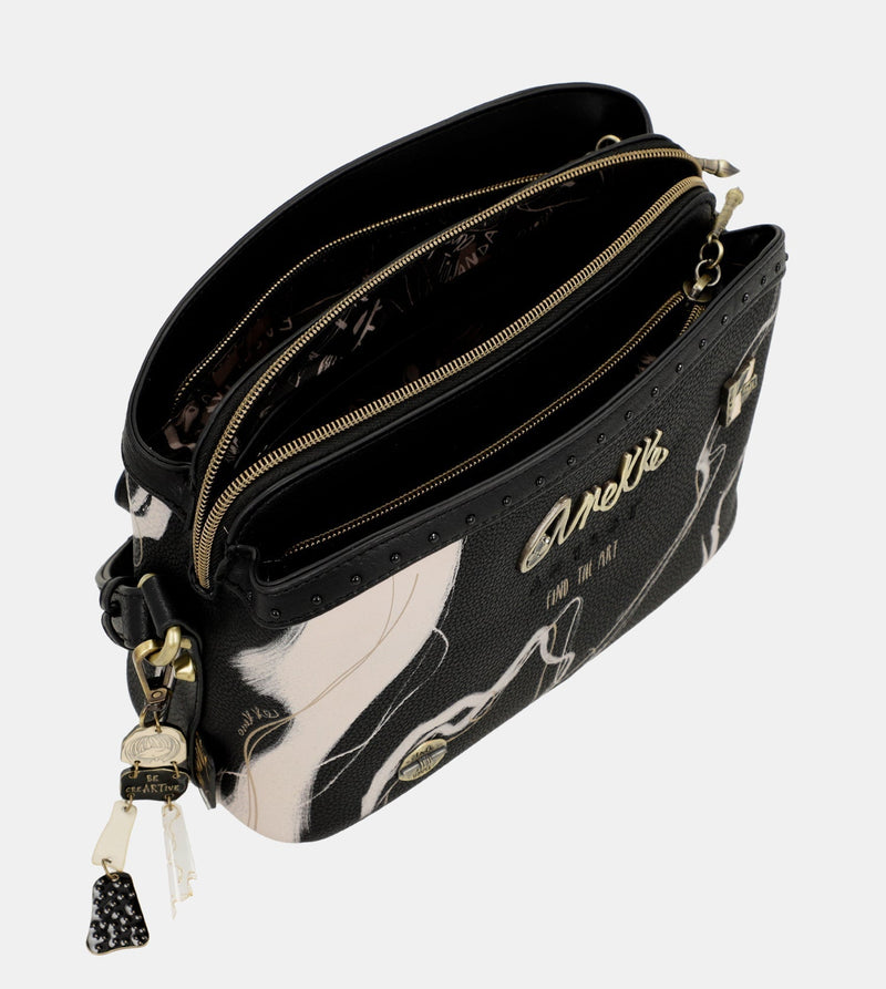 Nature Shodō 3 compartiment Black Messager Sac noir