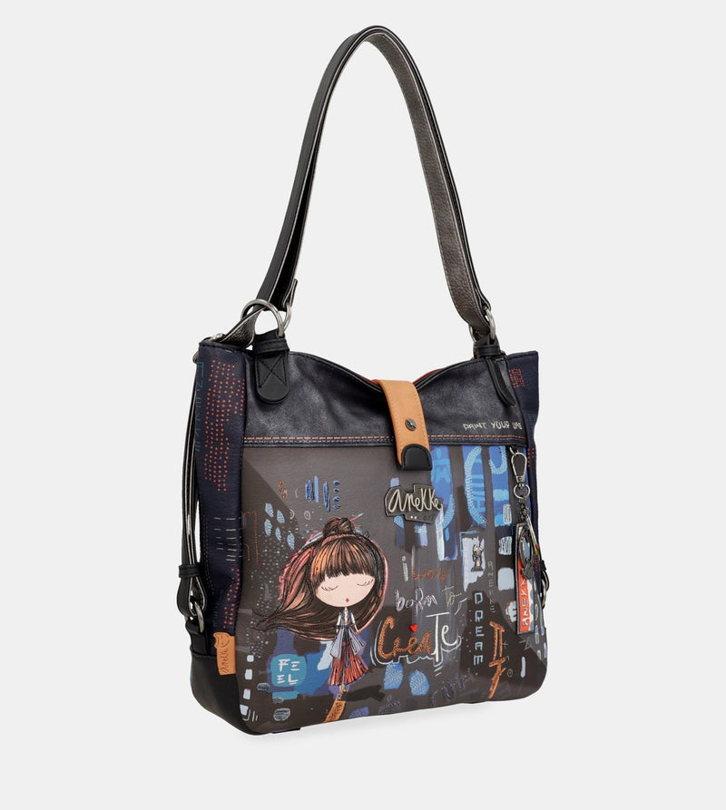 Sac à bandoulière contemporain convertible en un sac à dos contemporain