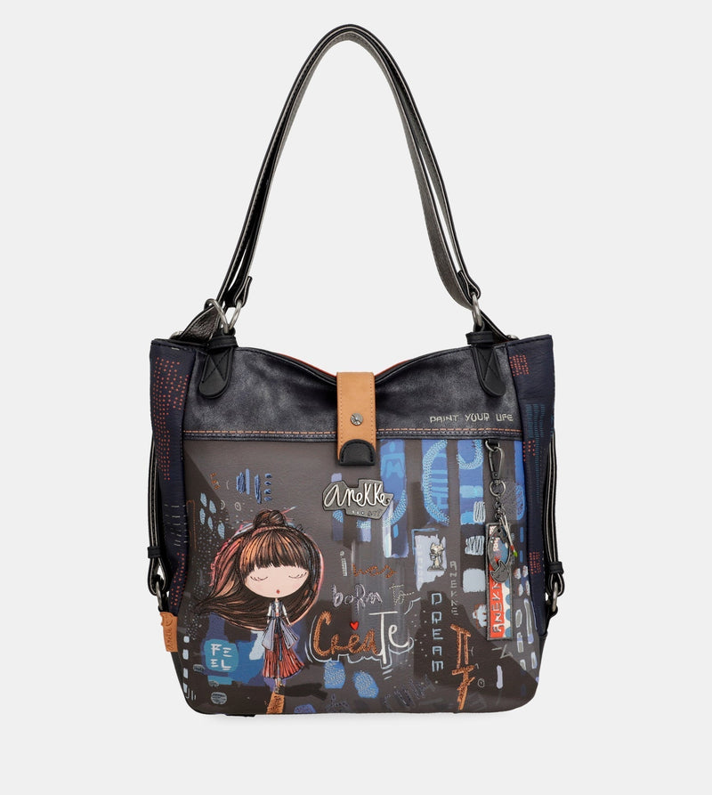Sac à bandoulière contemporain convertible en un sac à dos contemporain