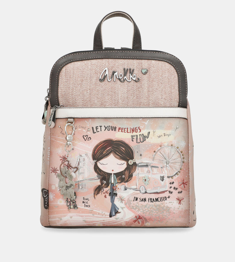 Sac à dos 2 compartiments rose Peace & Love