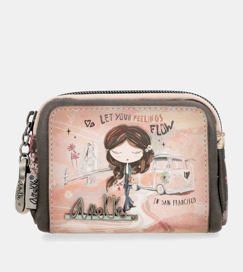 Porte-monnaie petit format rose Peace & Love