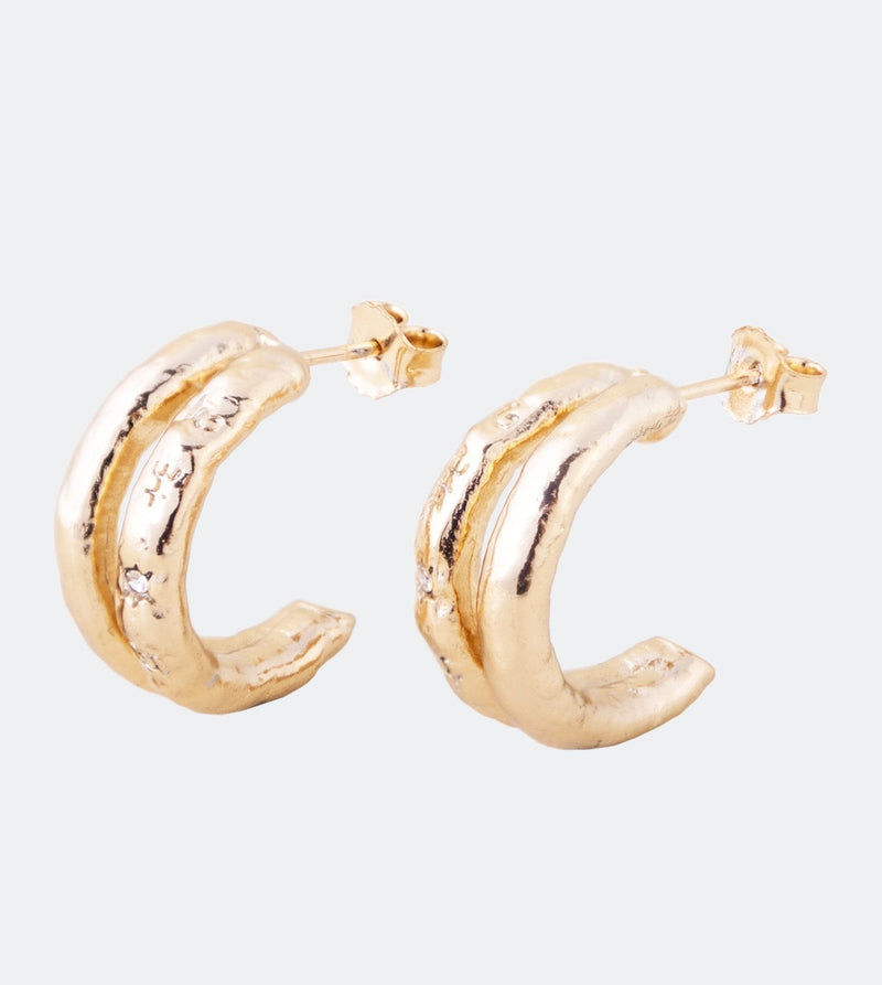 Boucles d'oreilles doubles dorées