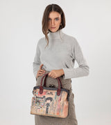 Sac à main de l'art de la ville avec une fermeture de serrure de baiser